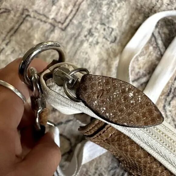 Coach Penelope White Leather & Brown Snakeskin Trim Crossbody Purse 8"x7" GUC - Picture 7 of 7